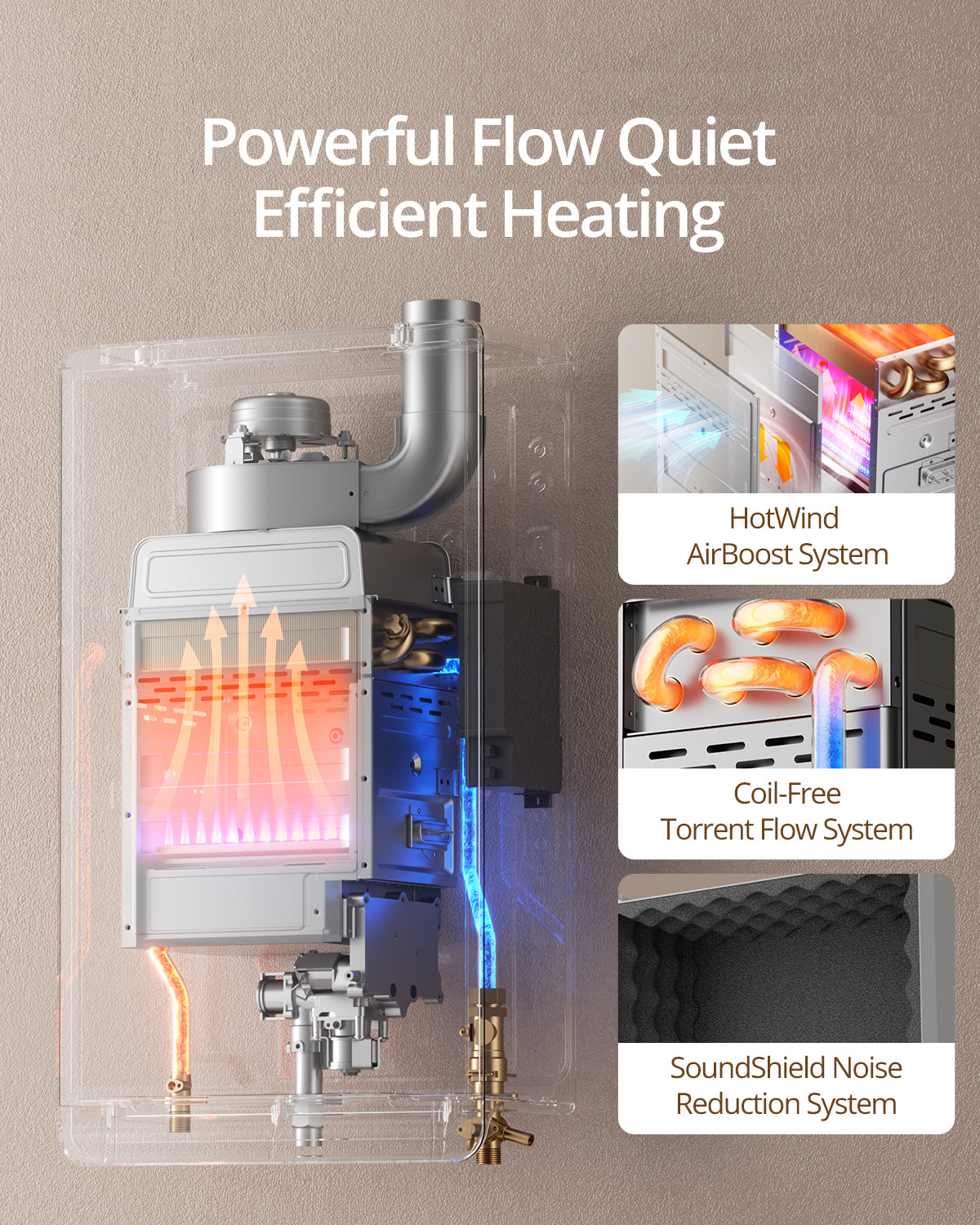Natural Gas Tankless Water Heater Indoor - Max 4.3 GPM 100,000 BTU